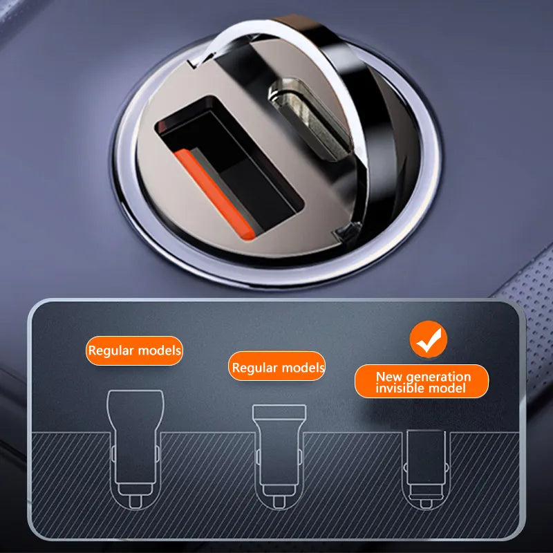 100W Mini Car Phone Charger USB Type C