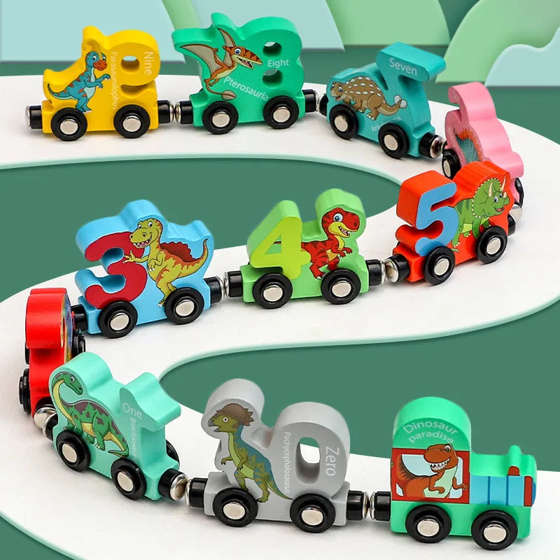 Magnetic Dinosaur Train Set with Wooden Numbers!